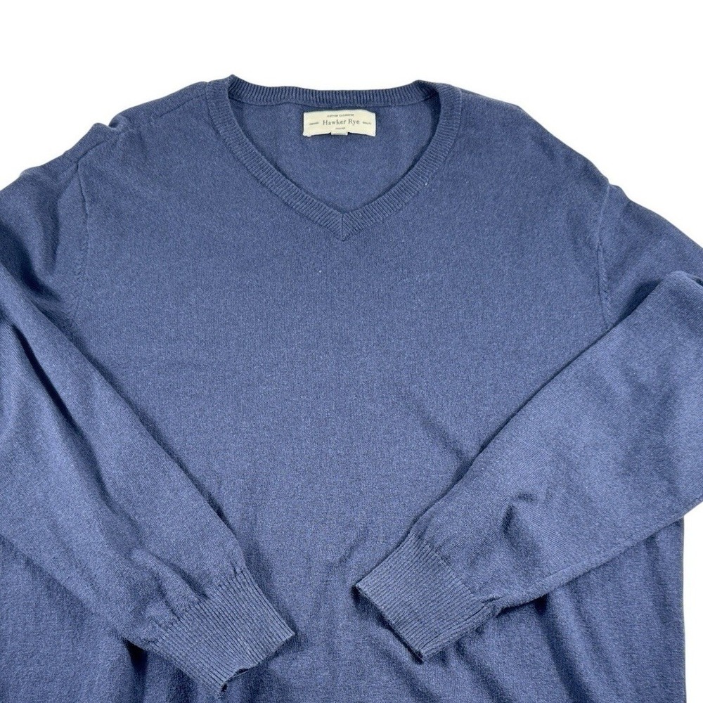 Hawker‎ Rye Sweater V Neck Mens XL Blue Cotton Cashmere